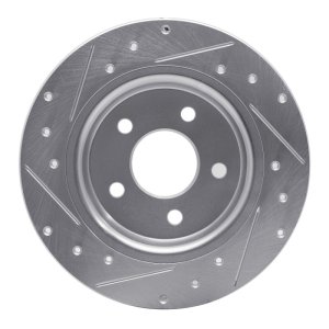 Volvo V50 Brake Rotor (1) - Rear Right - R1 Concepts - Drilled & Slotted - Silver - `04-`13